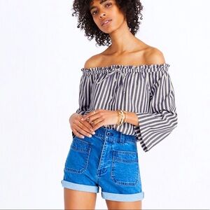 NEW! Madewell Shimmer Striped Off-The-Shoulder Top Style H6707 SZ S